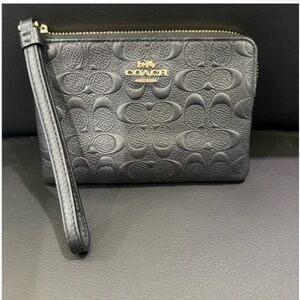 Coach Black Wristlet Embossed Excellent Condition